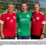 Pictured from left to right are Jorge Mota, Andrew Hilton, and Dan Festoso. The three Strat- ford residents are representing Canada as part of three different national team squads com- peting at the International Walking Soccer World Nations Cup in Torrevieja, Spain, on Oct. 21-31.